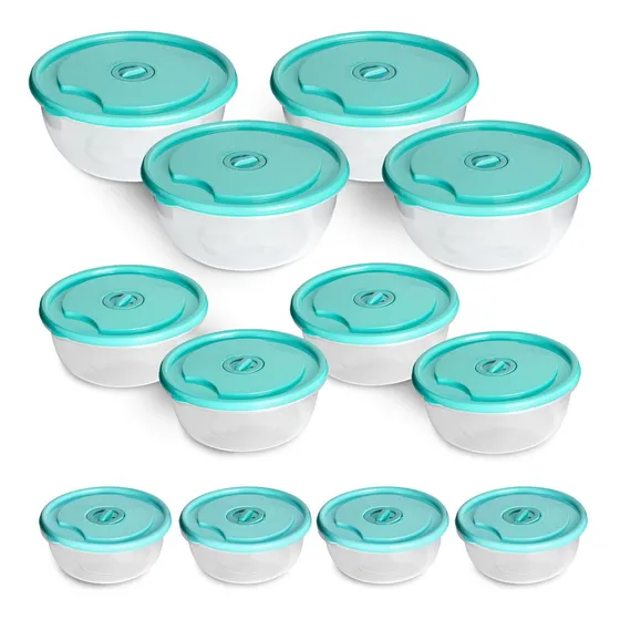 Juego 12 Recipientes Plásticos Con Tapa Organizadores Cocina Color Azul Marino