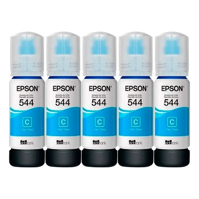 Kit De 5 Botellas De Tinta Epson T544 Cyan 65ml Oem