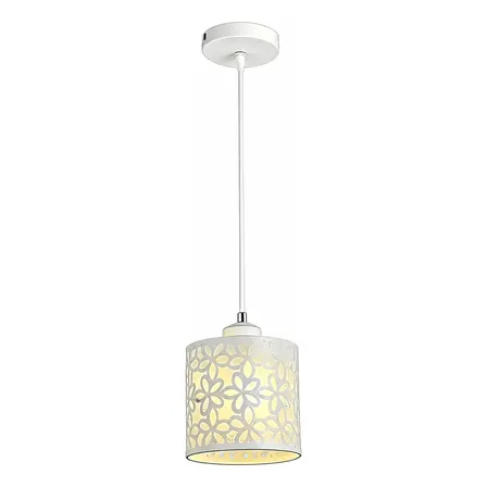 Lustre Pendente Metal Floral Branco Moderno Sala Quarto E27 127/220v Branco