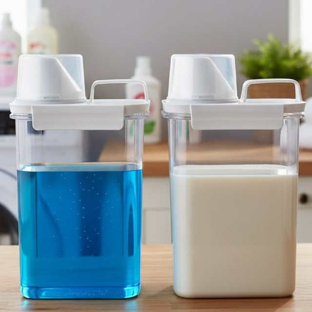 Kit 2 Porta Sabão Líquido Pó Amaciante Detergente Alvejante Dispenser Kyrie 2,3 Litros Mul... Kit 2 Porta Sabão Líquido Pó Amaciante Detergente Alvejante Dispenser Kyrie 2,3 Litros Mul...