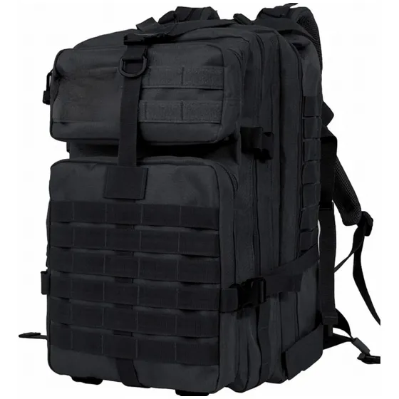 Mochila táctica militar de 50 litros 1000d, resistente al agua, color negro, diseño de tela lisa