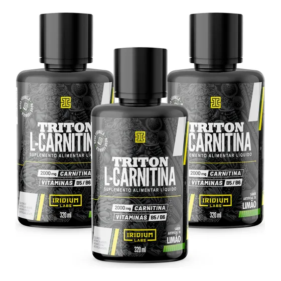 Kit 3x Triton L-carnitina - 960ml - Iridium Labs Sabor Limão