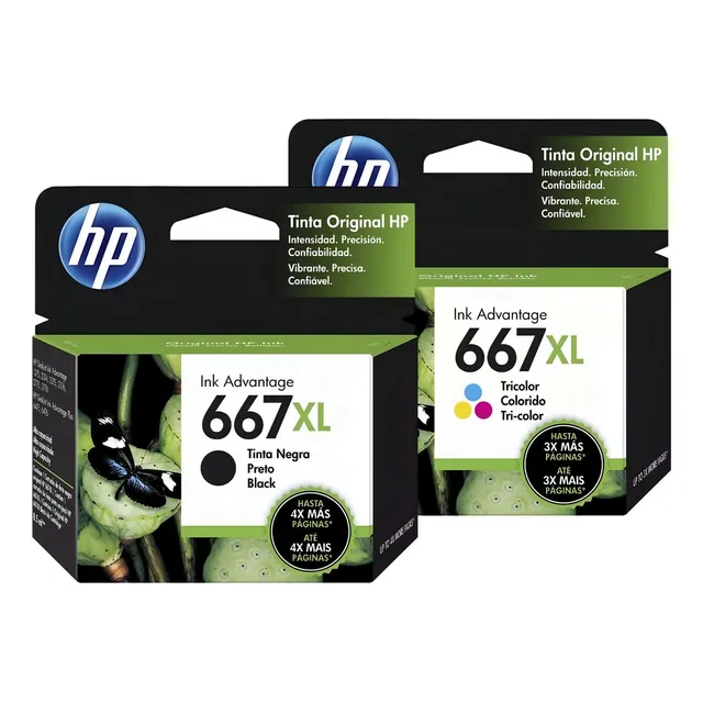 Kit 2 Cartuchos Tinta Hp 667 Xl Ink Advantage Negro Tricolor
