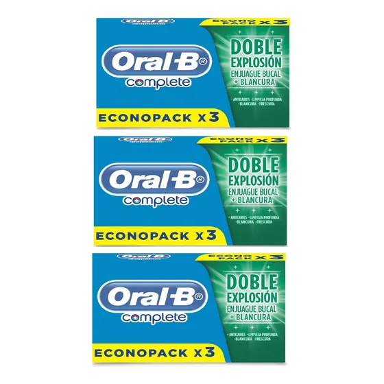 Pasta Dental Complete Doble Explosión Oral-b 80 Grs Pack X3