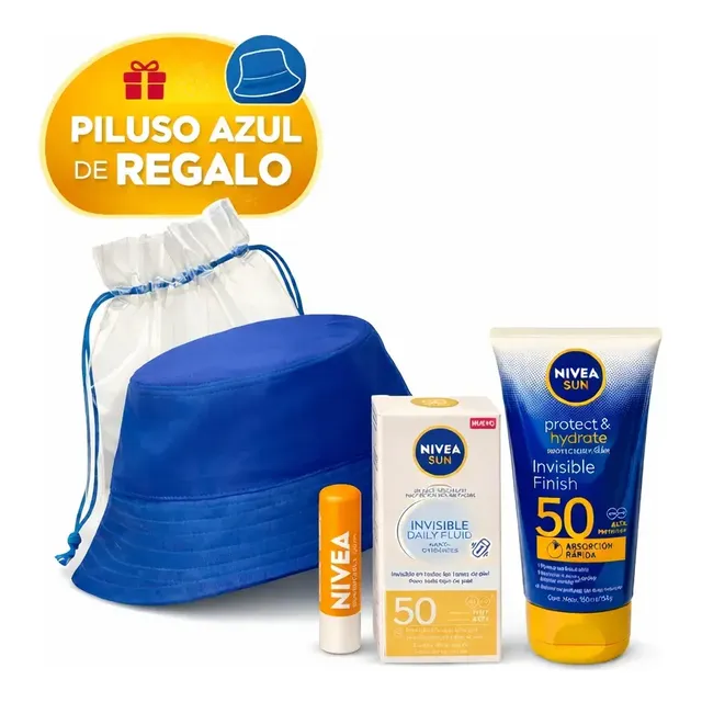 Kit Nivea Fps 50 Protector Solar Facial + Corporal + Labial + Piluso Y Bolsa De Regalo
