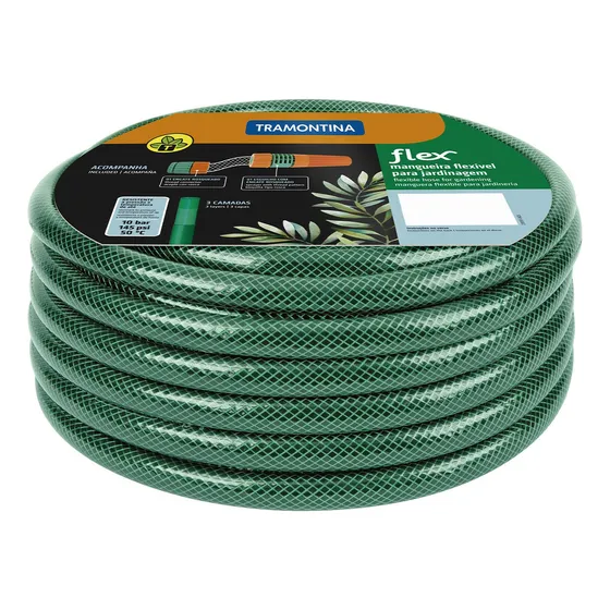 Mangueira Flex Para Jardinagem com Esguicho Em Pvc 3 Camadas Com 30 Metros Verde Tramontina