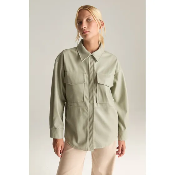 Chaqueta Pu Con Cuello Camisa Y Bolsillos Mujer Desiderata