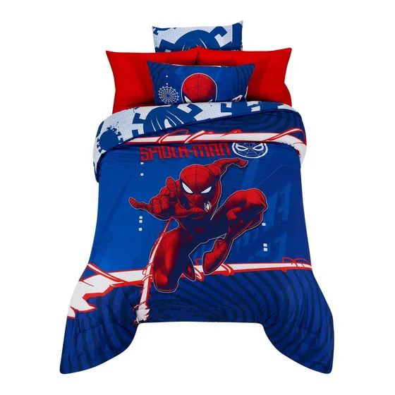 Set De Edredón Microfibra Matrimonial Disney - Providencia Color Azul Diseño De La Tela Spider Man Máscara