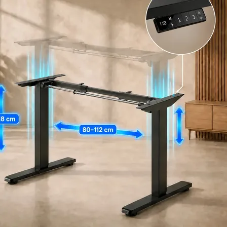 Estrutura De Mesa Elétrica Ergonômica Ajustável C/ Regulagem Altura Estável Escritório Cor Preta LuvinCo