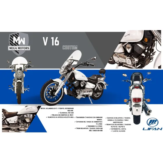 Custom V16 Lifan Motos Azul 0km
