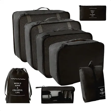 Supercenter bolsas de viaje 8 en 1 bolsas organizadoras de viaje maleta color negro