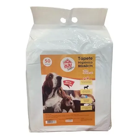 Tapete Higiênico Pet Club 80x60cm 50 Un Slim Cães Pequeno/Médio