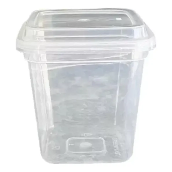 Tinas Plasticas Transparentes Envase Cuadrado 9 Oz 50und