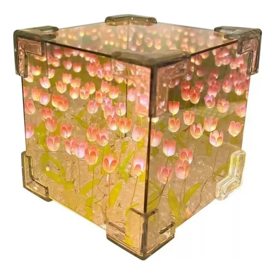 Lámpara Con Espejo Con Forma De Tulipán, Bonito Cubo, Regalo