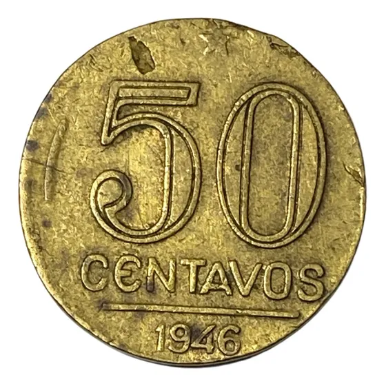 Moeda Anômala 50 Centavos 1946 Em Disco Menor