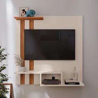 Estante Painel Home Suspenso Tv 32 Polegadas Sala Cor Off White Cedro Estante Painel Home Suspenso Tv 32 Polegadas Sala Cor Off White Cedro