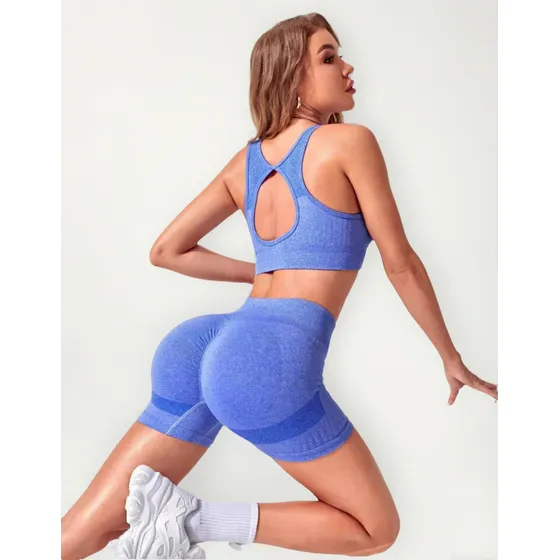 6 Conjunto Deportivo Mujer Fitness Top Y Short Push Up Yoga