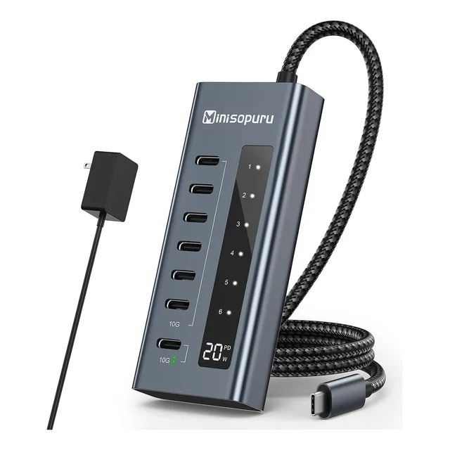 Hub Usb-c Con Alimentación Minisopuru: Adaptador Usb-c 7 ...