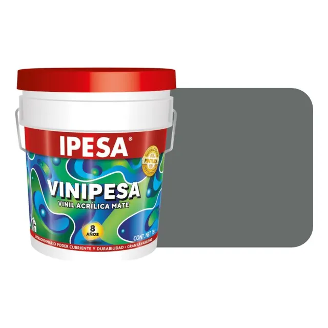 Pintura Vinílica Exterior 4 Litros Vinipesa 8 Años Galón Color Gris Oscuro