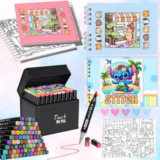 Kit Caderno Bobbie Goods Capa Dura + 48 Caneta Touch Cores Kit Caderno Bobbie Goods Capa Dura + 48 Caneta Touch Cores