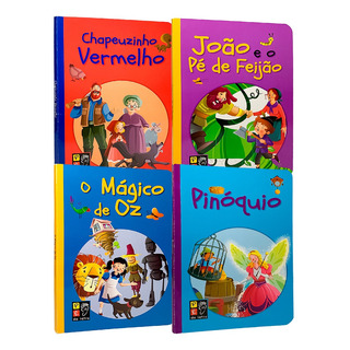 Coleção Contos - Chapeuzinho Vermelho + João E O Pé De Feijão + O Mágico De Oz + Pinóquio - Capa Dura Coleção Contos - Chapeuzinho Vermelho + João E O Pé De Feijão + O Mágico De Oz + Pinóquio - Capa Dura