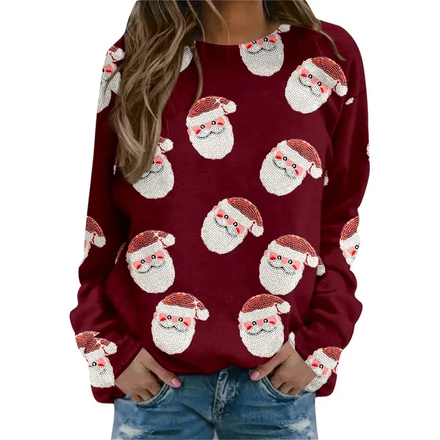 Sudadera Manga Larga Estampado Arbol Navidad Para Mujer