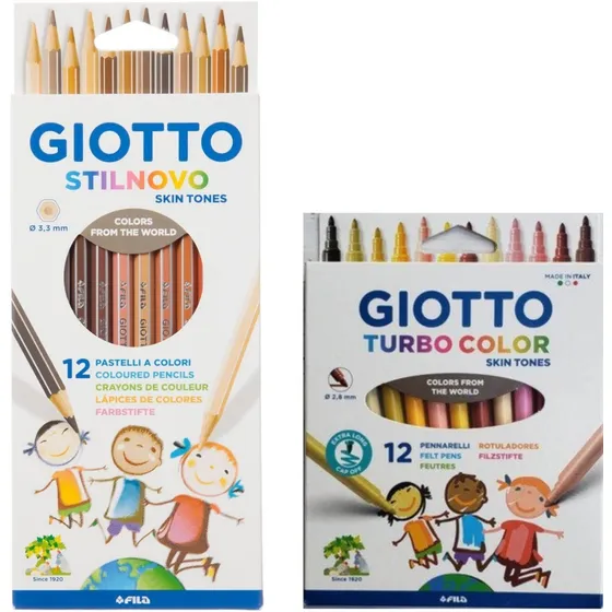 Kit Set 24 Giotto Lapices Marcadores Piel Stilnovo Skin Tone