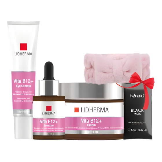 Kit Skincare Facial Lidherma Vita B12 Piel Sensible Poros