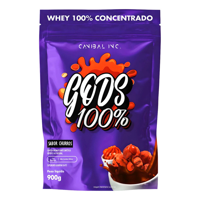Gods Whey 100% Concentrado 900g Refil - Canibal Inc. Gods Whey 100% Concentrado 900g Refil - Canibal Inc.