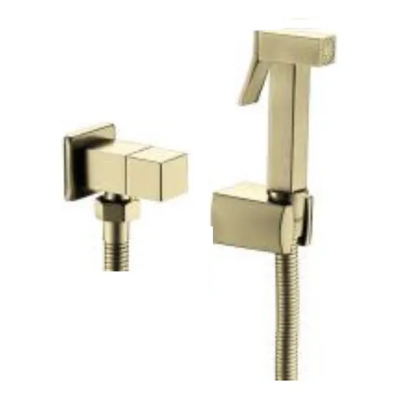 Set Ducha Telefono Bidet Valencia Dorada Con Llave Arresto