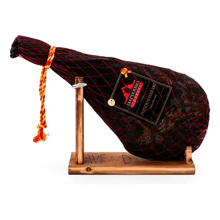 Kit Jamon Espanhol Presunto Serrano Cru 6,5kg Suporte Faca