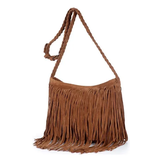 Bolso Heidi Hobo Hippie Con Flecos Y Borlas De Gamuza Para