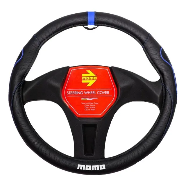 Cubre Volante Auto Universal Negro Y Azul Momo