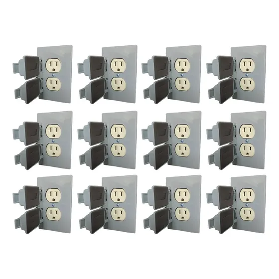 24 Pz Contacto Duplex Intemperie 15a 110v C/tapa P/ Exterior Color Amarillo