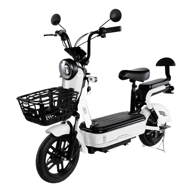Bicicleta Vintage Electrica Faro Redondo Bici Para Ciudad Color Blanco