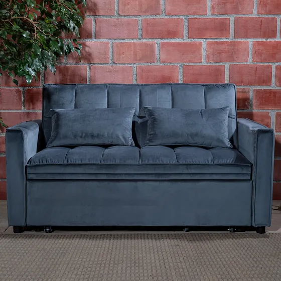 Sofá Cama 2 Cuerpos Moderno Dallas Gris Kmp1 Gris Liso