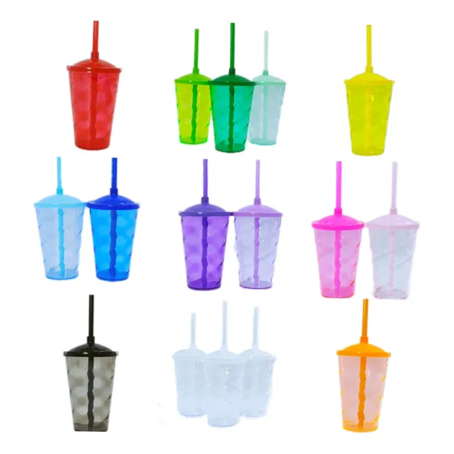 Full 20 Copos Twister 400ml Com Tampa E Canudo