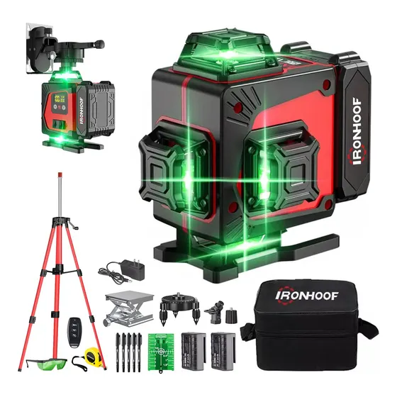 Nível Laser 16 Linhas Tripé Verde 360 Graus Recarregavel