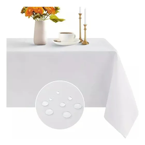 Mantel Rectangular Antimanchas 220 X 140 Cm Impermeable Blanco Mesa Aura Zeus