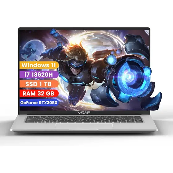 Laptop Intel I7 13620h 32gb Ram 1tb Ssd Rtx3050 16in Plateado