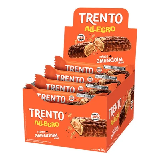 Allegro Trento PECCIN S A ao leite e amendoim com sem agregado caixa 26 g 16 u