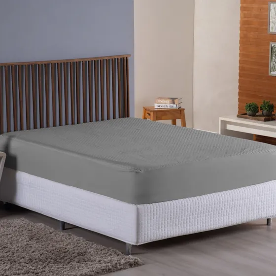 Capa 100% Impermeável Para Colchão Box King Matelada Cinza