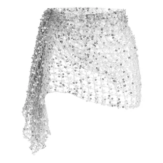 Moda Danza Del Vientre Hip Scarf Plata Plata El 160x50cm Moda Danza Del Vientre Hip Scarf Plata Plata El 160x50cm