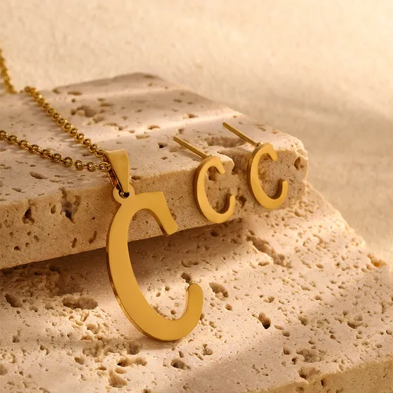 Collar Letra Inicial Nombre Mujer Cadena Acero Inoxidable