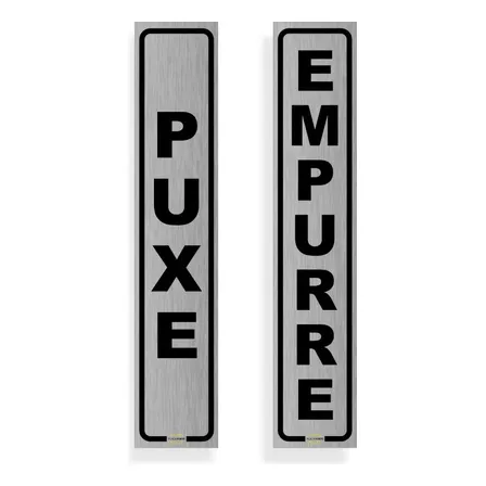 2 Placa Sinalização Vertical Puxe Empurre Aço Escovado 4x20