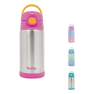 Garrafa Térmica Infantil 400ml Inox Com Canudo Buba Garrafa Térmica Infantil 400ml Inox Com Canudo Buba