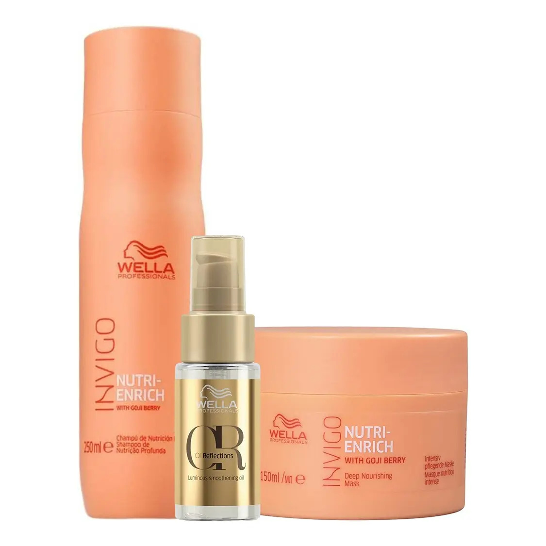 Kit Nutri Enrich Shampoo, Máscara E Oil Reflections - Wella Professionals Kit Nutri Enrich Shampoo, Máscara E Oil Reflections - Wella Professionals