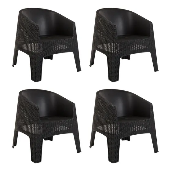 Poltrona Ibiza Garden Life cor preto para área externa 4 unidades