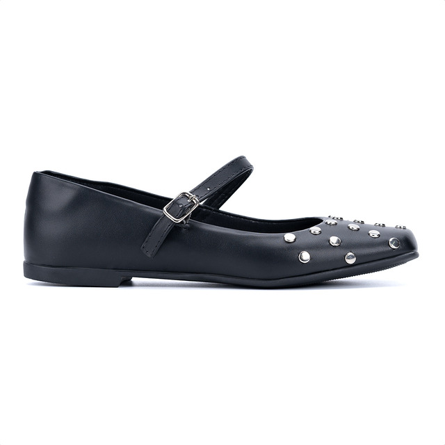 Sapatilha Feminina Tachas Metálicas Bico Quadrado Sapatilha Feminina Tachas Metálicas Bico Quadrado
