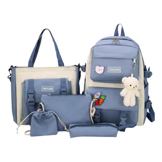 Bolso Combo Mochila Escolar 5 Piezas Estilo Coreano Morral
